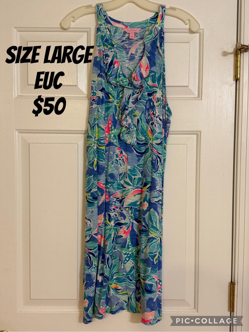 Lilly Pulitzer Blue Multicolor Tropical Print Maxi Dress